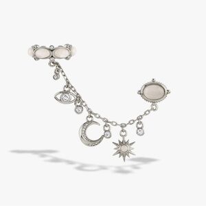 Awe Inspired Sterling silver boho mini evil eye moon sun charm ear swag earring